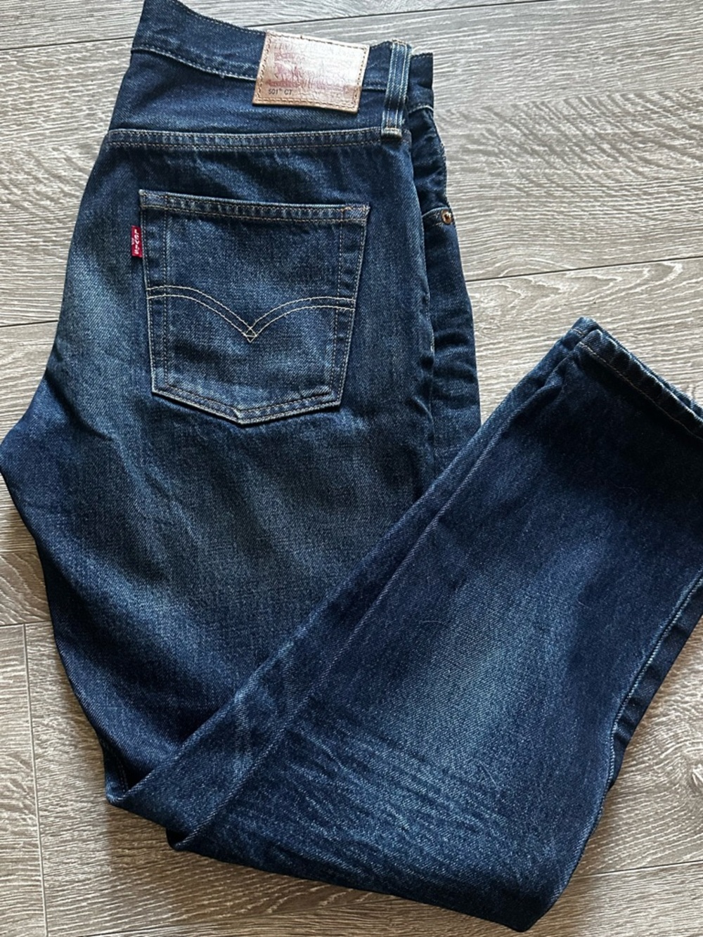 Levi's premium Dark Wash Straight Leg Jeans white oak cone denim 501